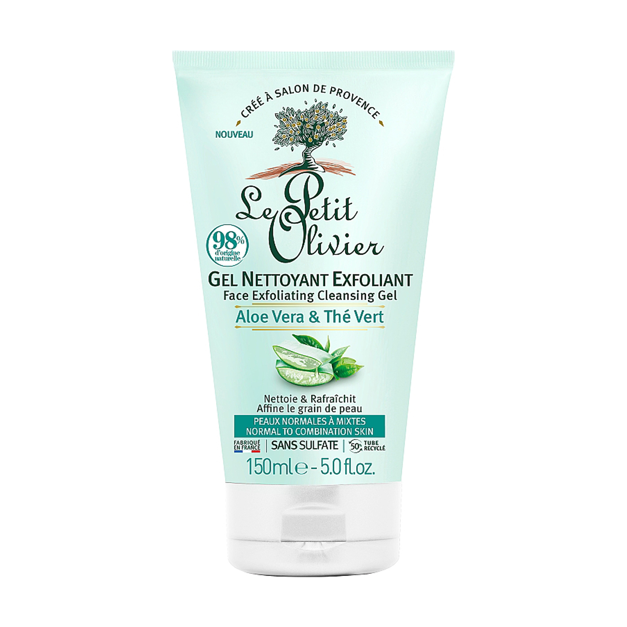 Відлущувальний гель для обличчя Le Petit Olivier Face Care Exfoliating Cleansing Gel Алое та зелений чай, 150 мл
